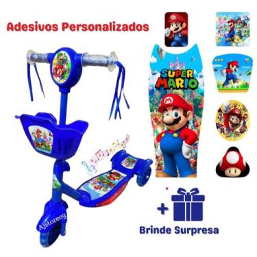 Imagem de Patinete Super Mario Bross Azul Musical + Entrega em todo Brasil - Imp
