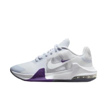 Imagem de Nike Tênis de basquete feminino Air Max Impact 4 (FV1699-010, cinza futebol/Barely Grape/Platinum Violet/Branco), Cinza futebol/Barely Grape/Platinum Violet/Branco, 43