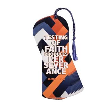 Imagem de Dicksons Testing of Faith James 1:2-3 15 cm Azul Laranja e Preto Cartolina Papel Tasseled Marcador de página Conjunto de 12