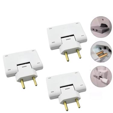 Imagem de KIT 3 Adaptador Articulável Tomada 3 Saídas Benjamin T para tomada de 10A até 250V Potência Máxima 2500W / Adaptador Flexível para Esconder Atrás do Móvel