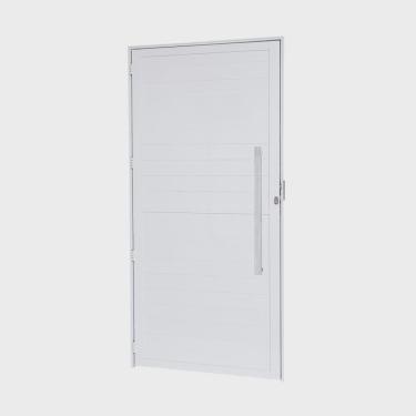 Imagem de Porta de Alumínio Lambri 210x90cm Batente 4cm Cristal Branca Ramassol