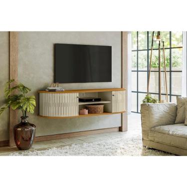 Imagem de Painel Suspenso Ripado Modena para TV até 60 polegadas - Cumaru / Opala - Madetec