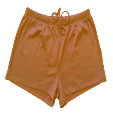 Imagem de SHORTS FEMININO  EM MALHA DE RIBANA , COM CADARÇO CINTURA, LISA, COR AMARELO MARCA BASIC +, TAMANHO GG