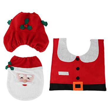 Imagem de Conjunto de Tapete de Tampa Dos Assentos do Banheiro de Natal, Decoração de Banheiro de Natal Inclui Capa do Vaso Sanitário e Tampa do Tanque de água, Carpete Com Borracha Sem
