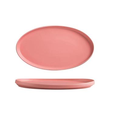 Imagem de Prato de espaguete de restaurante ocidental minimalista de cerâmica doméstica - rosa semi-brilhante 35,56 cm