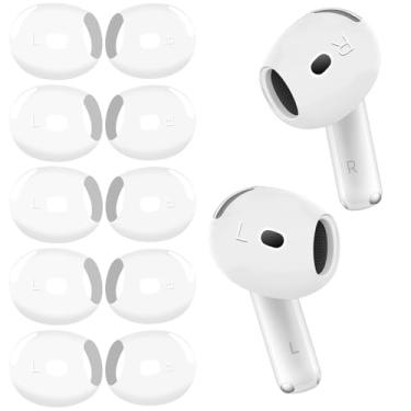 Imagem de YSIUENG 5 Pares De Pontas Auriculares Para Airpods 4, Capa Silicone Ultrafina Fones Ouvido Compatíveis Com Apple 4ª Geração [Cabe No Estojo Carregamento] (Branco)