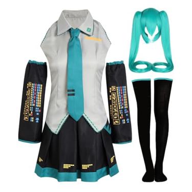 Imagem de ZEROGOO Conjunto completo de saia para fantasia de cosplay de anime (cinza-preto, grande)