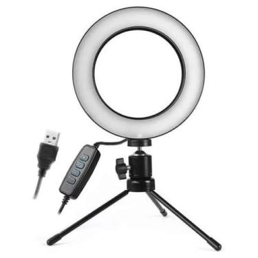 Imagem de Ring light led selfie 6" com tripé luz p celular blogueira foto - Chin