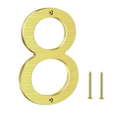 Imagem de Yafimea Números grandes dourados de 20 cm para casa, números de endereço residenciais modernos de metal para casa, números flutuantes externos de alumínio para portão de garagem de Wall Street (8)
