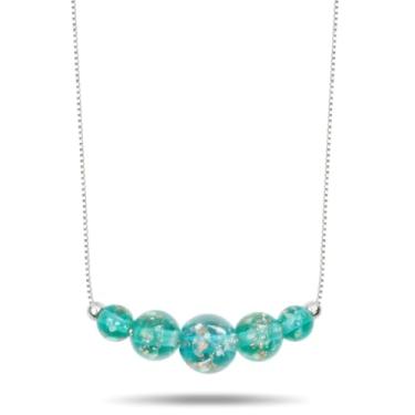 Imagem de anlarb Colar feminino luminoso com contas Firefly, joia de vidro murano banhado a prata, colar feminino ajustável luminoso que brilha no escuro, 20 inch, Vidro, Sem Pedra Preciosa