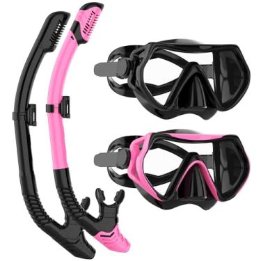 Imagem de JRing Equipamento De Mergulho Com Snorkel Para Adultos, Conjunto De Máscara De Mergulho Com Snorkel E Óculos Antiembaçantes De Vidro Temperado De 180 Graus, Snorkel De Mergulho Seco Para Natação, Má