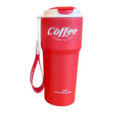 Imagem de Garrafa Térmica para Café com Tampa, 420ml, Vermelha, com Alça de Transporte (Vermelho)