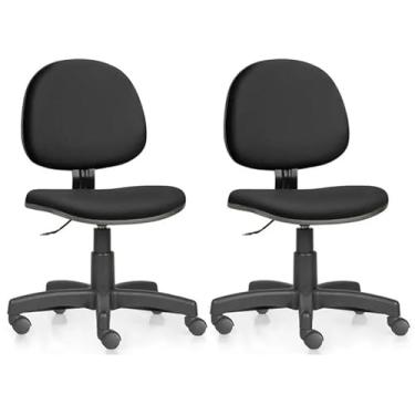Imagem de Kit 2 Cadeiras Escritório Home Gourmet Ergonômica Executiva Sem Braço Courvin Preto Estrela Arcada Rodízio Nylon