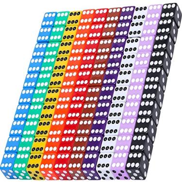 Imagem de Blulu 6-Sided Games Dice Set, Colored Dice with Black Velvet Pouches for Playing Games, Like Board Games, Dice Games, Math Games, Party Favors and More (100 Pieces Rainbow Color, 16 mm)