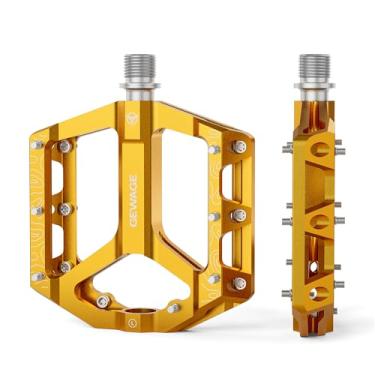 Imagem de Pedais de bicicleta de estrada/montanha - Pedal plano de bicicleta antiderrapante de alumínio 9/40.6 cm - Pedal de plataforma leve de 3 rolamentos selados para bicicleta Road Mountain BMX MTB