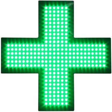 Imagem de BananaOG Placa De Led Para Dispensário Médico Em Formato De Cruz. Acessórios Para Lojas Coletivas, Display Interno Verde, Decoração Comercial Para Parede De Tijolos E Argamassa. Luz Ultrabrilhante D