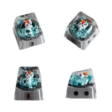 Imagem de Agumon Gabumon Digimon Anime Resina Personalizada Keycap Translúcido P