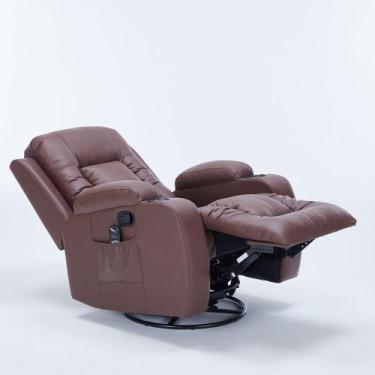 Imagem de Cadeira com Massagem Poltrona do Papai Giratória Reclinável Manual Aus