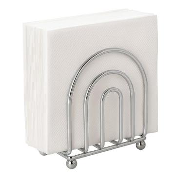 Imagem de Suporte de guardanapo de papel com acabamento cromado de metal para bancadas de cozinha e mesas de jantar