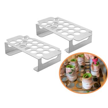 Imagem de BTCDR Jalapeno – Grelha com alça, aço inoxidável com capacidade para 18 furos para pernas de pimenta ou frango e asas em churrasco, churrasco e forno, 2 unidades