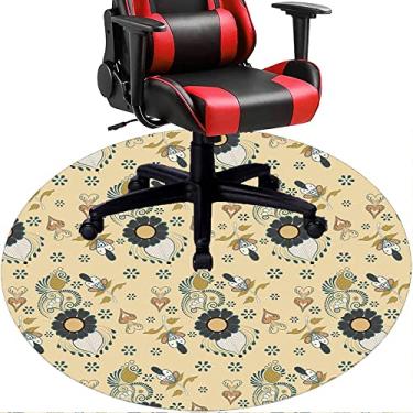 Imagem de Tapete de cadeira de escritório com flores, textura de flor, tapete de cadeira de mesa para piso de madeira de escritório em casa, protetor de piso de pilha baixa, redondo de 91 cm