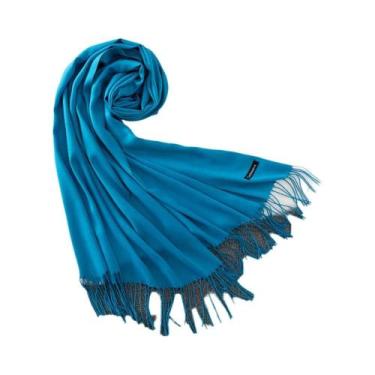 Imagem de Xale de Caxemira Longo Feminino - Cor Sólida, Hijab, Pashmina com Borl