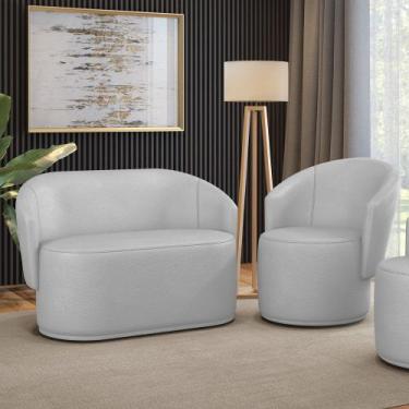 Imagem de Sofá Namoradeira e Poltrona Orgânica para Sala Malu Sintético M11 - D'