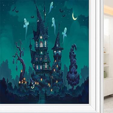 Imagem de Película de privacidade para janela de Halloween, padrão de estilo Halloween, filme de vidro para sala de estar e escritório em casa, L90 x C 190 cm
