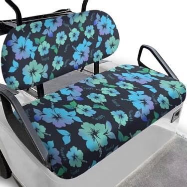 Imagem de FUIALDOLG Capas de assento de carrinho de golfe para Yamaha, carro de clube, hibisco gradiente verde confortável capa de assento frontal dividida, pano respirável lavável, acessórios para carros de