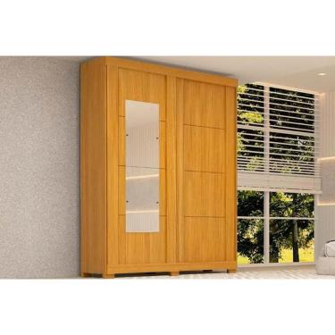 Imagem de Guarda Roupa Solteiro 2 Portas de Correr e 2 Gavetas c/ Espelho Helena Flex Nature/Nature ou Off White - ACP