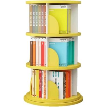 Imagem de Estante Giratória Estante De 3 Camadas Estante De Chão Prateleira De Livros Para Sala De Estar Exibição De Estante De Escritório, Yellow, 50 * 96cm