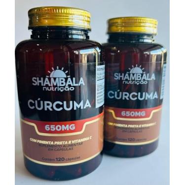 Imagem de Cúrcuma 650Mg 240 Cápsulas 2 frascos Com 120 Cápsuals De Cúrcuma Com Pimenta Preta E Vitamina C Shambala