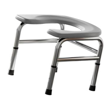 Imagem de FashionCha Assento sanitário, banco sanitário agachado, cadeira sanitária portátil confortável, assento com altura ajustável para idosos, Cinza