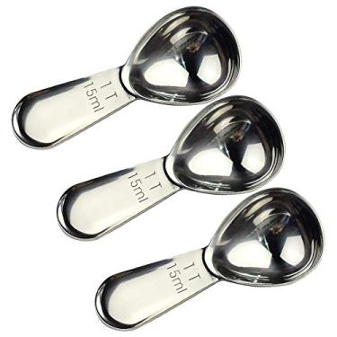 Imagem de CoaGu Colheres medidoras colher de café cabo curto 18/8 colher de sopa de aço inoxidável 15 ml para assar ou medir café (3 x 15 ml)
