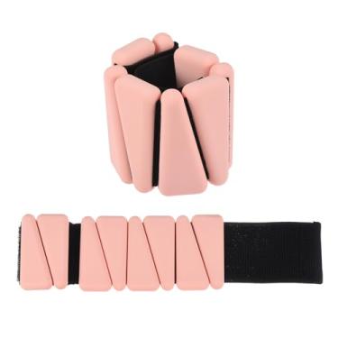 Imagem de YOKIVE 1 par de pesos ajustáveis na perna do tornozelo, treino com alça para mulheres e homens, ótimo para academia, ioga, caminhada, corrida, aeróbica (rosa, 500 g cada)