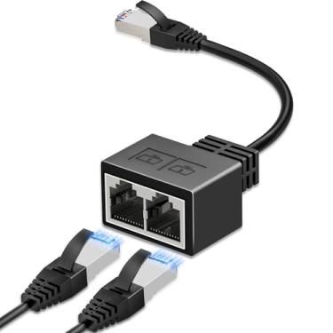 Imagem de Cabo adaptador divisor LAN RJ45 1 macho para 2 fêmeas, adequado para Super Cat5, cabo divisor Ethernet adequado para Super Cat5, Cat5e, Cat6, Cat7, Cat8 Adaptador conector Ethernet LAN