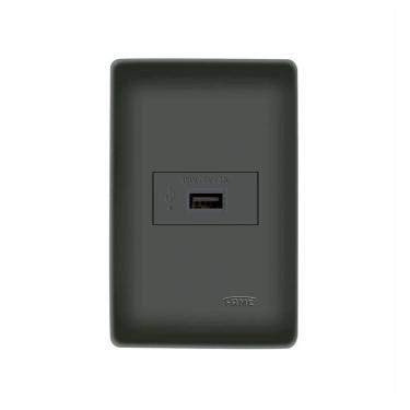 Imagem de Tomada USB Fame Habitat Black 15W com Placa 4x2 Preta