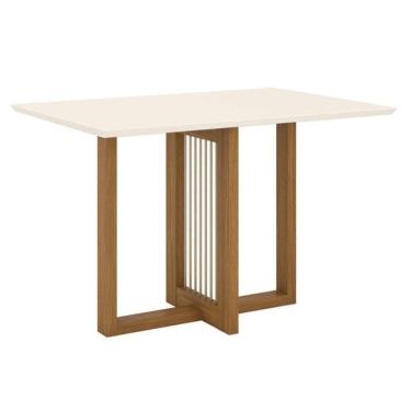 Imagem de Mesa De Jantar Natalí 120 Cm Canto Reto Sem Vidro Nature Off White - Henn