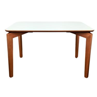 Imagem de Mesa Alpha 160x90cm - Castanho Claro Tampo Vidro Off White