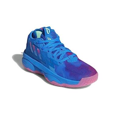 Imagem de adidas Tênis de basquete masculino Dame 8 Low, Blue Rush/Pulse Mint/Solar Pink, 21