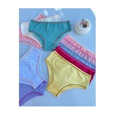 Imagem de Kits de Calcinhas Infantil Algodão Premium Cores Variadas - Ilara, GG,