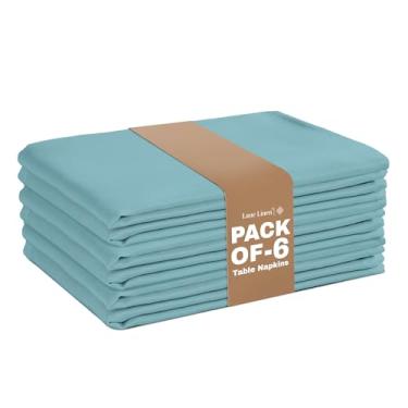 Imagem de LANE LINEN Pacote com 6 guardanapos de pano azul fresco, 50 x 50 cm, guardanapos de jantar em tecido 100% poliéster com bordas com bainha, guardanapos laváveis e reutilizáveis, ideais para festas