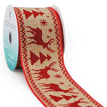 Imagem de CT CRAFT LLC Fita de juta sintética bronzeada natural com fio de veado 6 cm x 10 metros para decoração de casa de Natal, enfeite de árvore, laço, embrulho de presente, guirlanda de artesanato faça