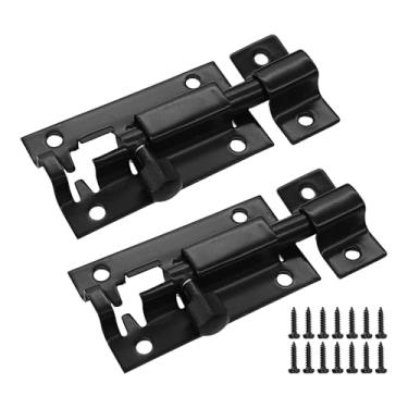 Imagem de bociloy 2 peças de trava deslizante de aço inoxidável preto de 5 cm, trava de segurança para serviço pesado, porta externa, janela, fecho, barril, parafuso deslizante, ferrolho de bloqueio de portão