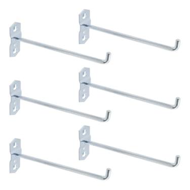 Imagem de Rannb Ganchos de Pegboard Ganchos de metal resistente de aço de 0,95 cm, adequado para quadros espaçados de 2,8 cm, ganchos de parede de garagem para organizar ferramentas em casa ou garagem, 15 cm de