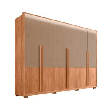 Imagem de Guarda-Roupa Casal Francis Ripado 6 Portas 4 Gavetas Freijó e Bege