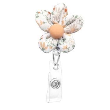 Imagem de Carretel de crachá de flor, clipe retrátil, carretéis de crachá florais, decorativos, margaridas, para enfermeiras, assistentes médicas, hospitais, mulheres - Margarida branca