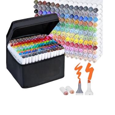 Imagem de Canetinhas de colorir - Estojo Profissional de Marcadores com Tampa Codificadas e Ponta Dupla - Conjunto De Marcador Permanente para Colorir Pintar Esboçar - Linha Premium 60 Unidades