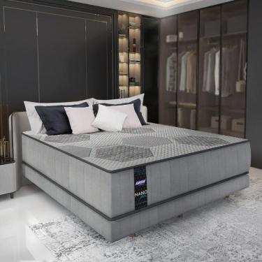 Imagem de Cama Box Conjugado Casal com Colchão (138x61x188) Nanofiber Gazin CR35306 Cinza Claro