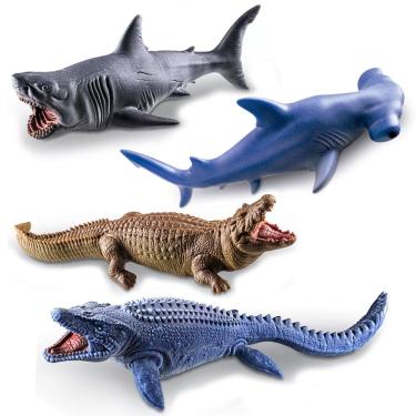 Imagem de 4 Unids Vinil Mosassauro Tubarão Crocodilo  Martelo Realista